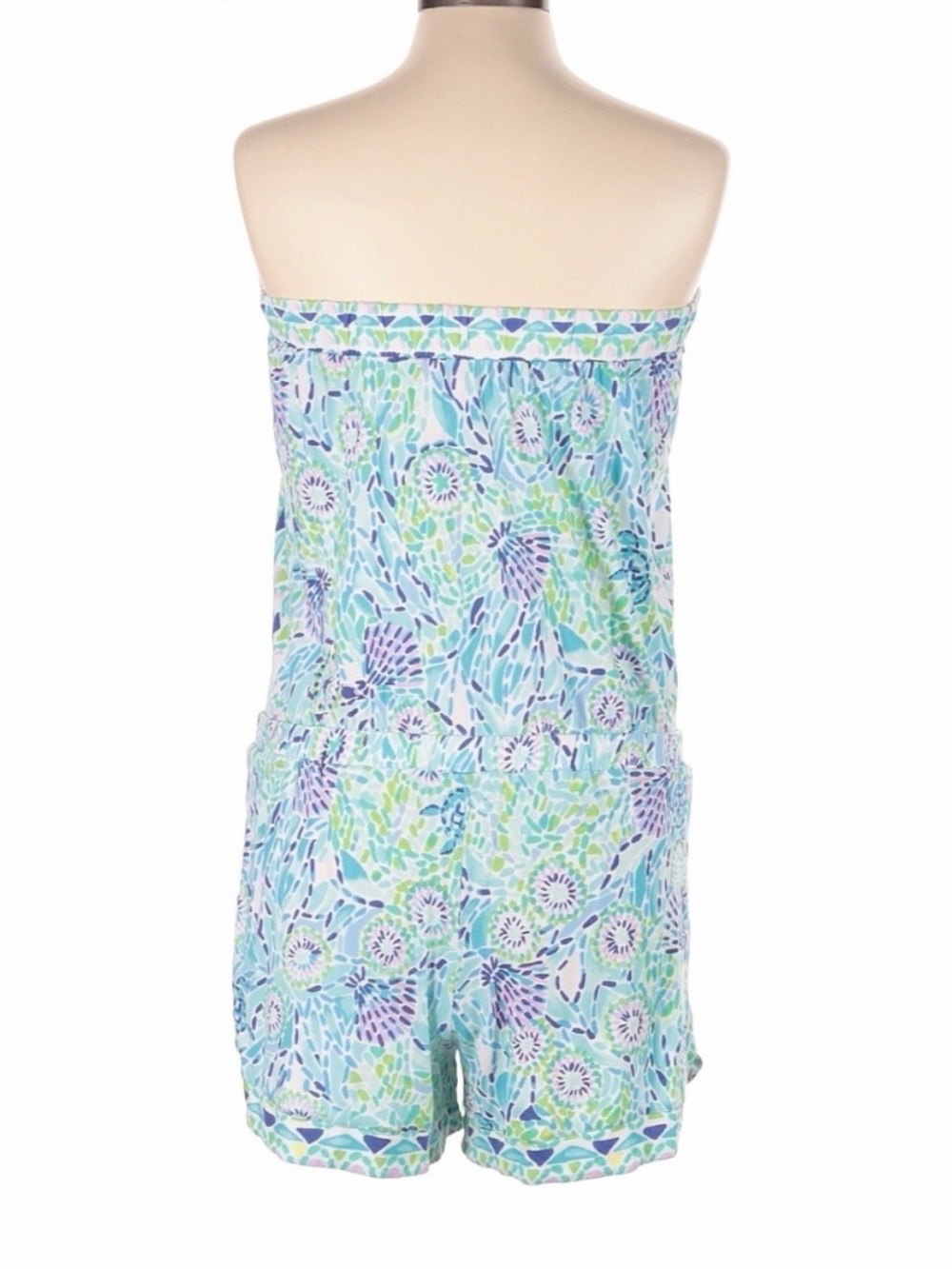 Lilly Pulitzer Mint Blue Floral Strapless Romper - Picture 2 of 6
